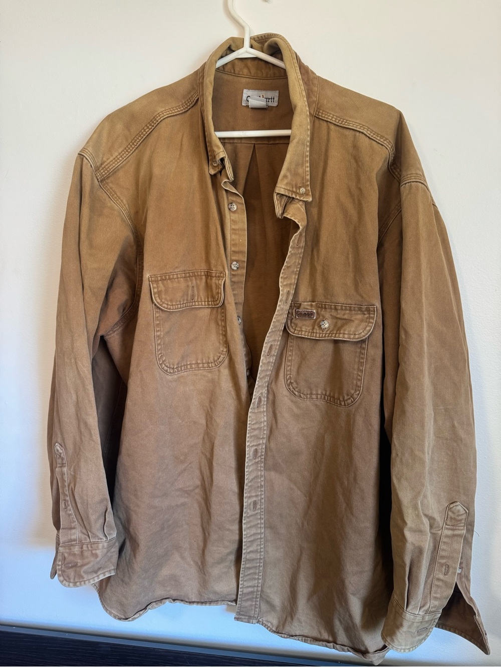 VTG Carhartt cotton canvas button up work shirt oversized